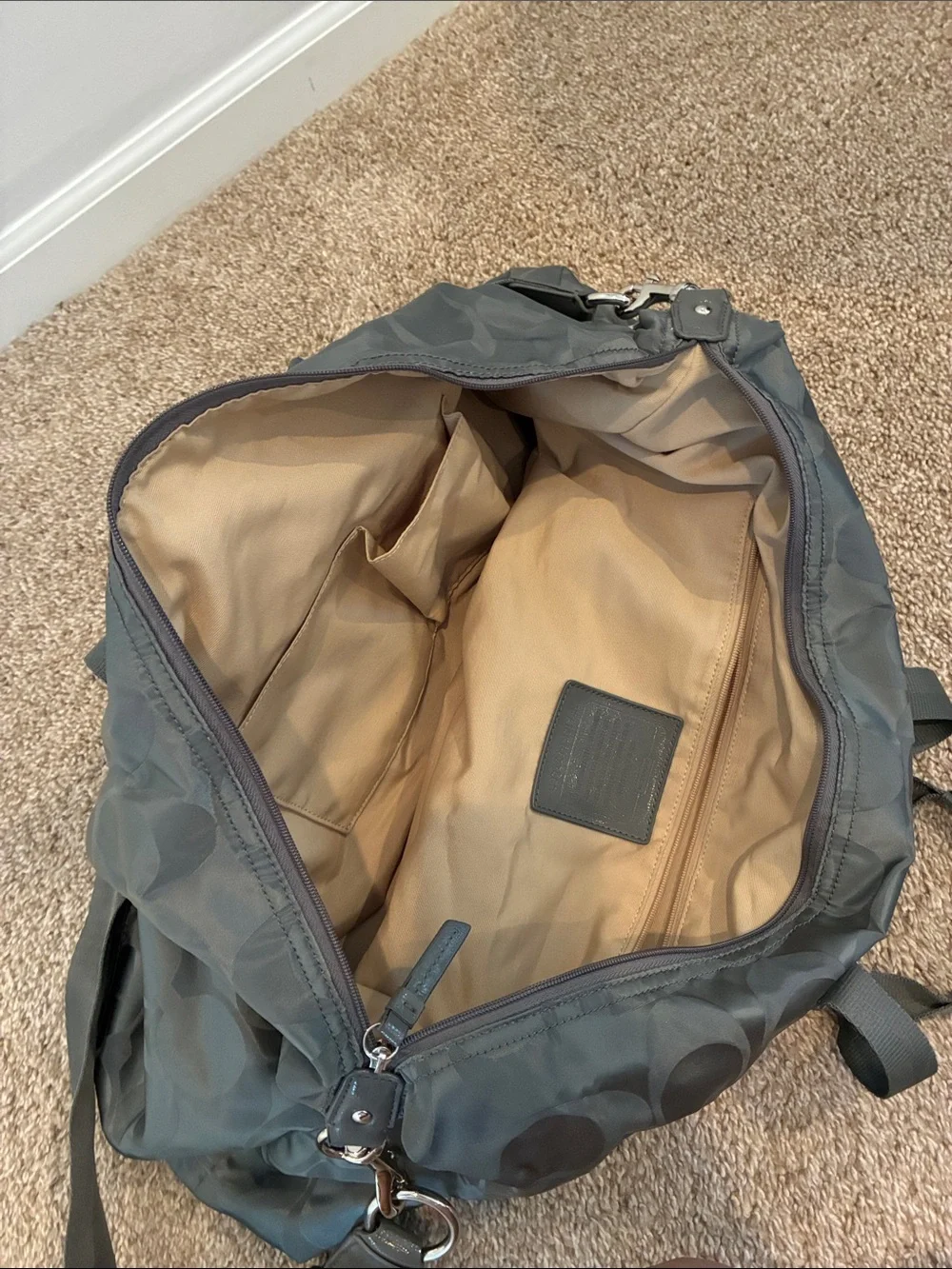 Coach Charcoal Signature Nylon Duffel Bag